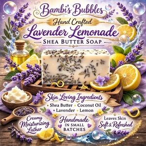 LIMITED STOCK!  Hand Crafted Lavender Lemonade Shea Butter Soap 4oz. Bar